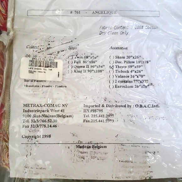 100%  cotton woven throw blanket Belgium NEW Nip Floral  blue yellow Ross Simons - Picture 2 of 4